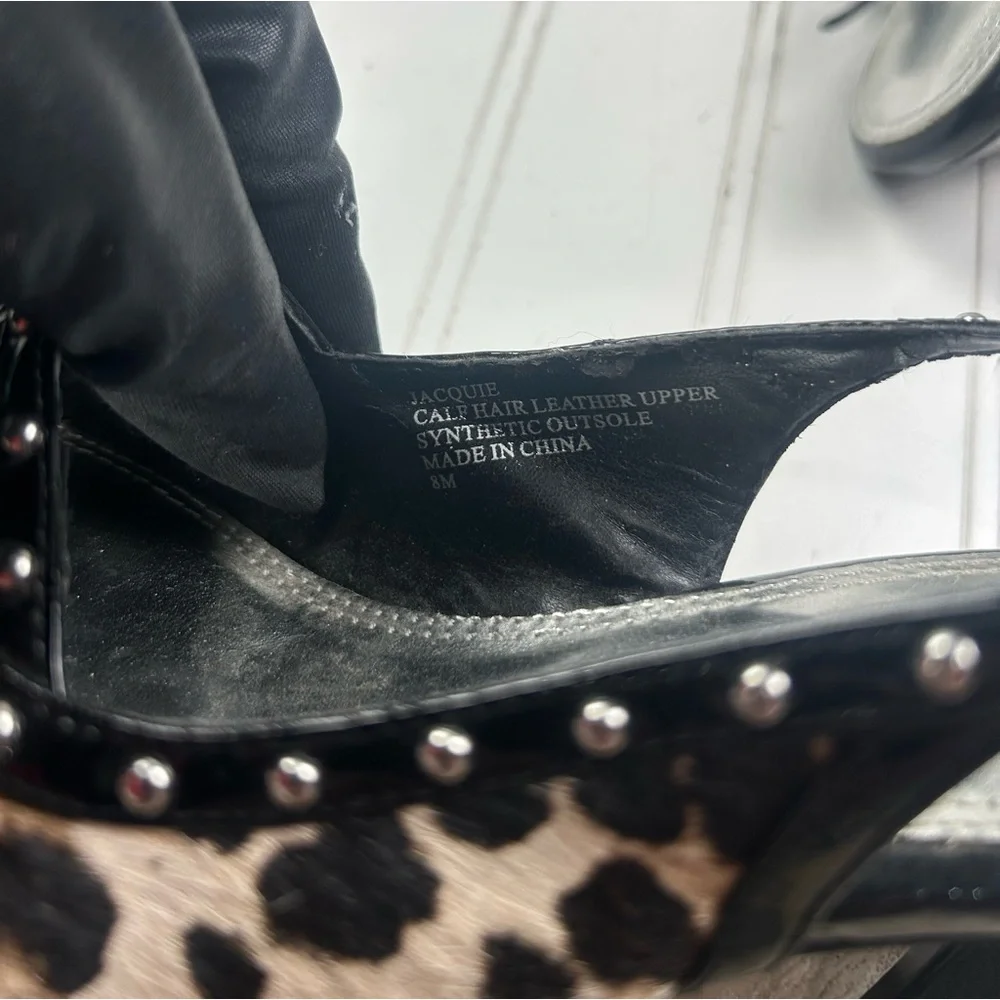 White House Black Market Y2K Jacquie Calf Hair Slingback Heels Cheetah Size 8.5 - Picture 7 of 11